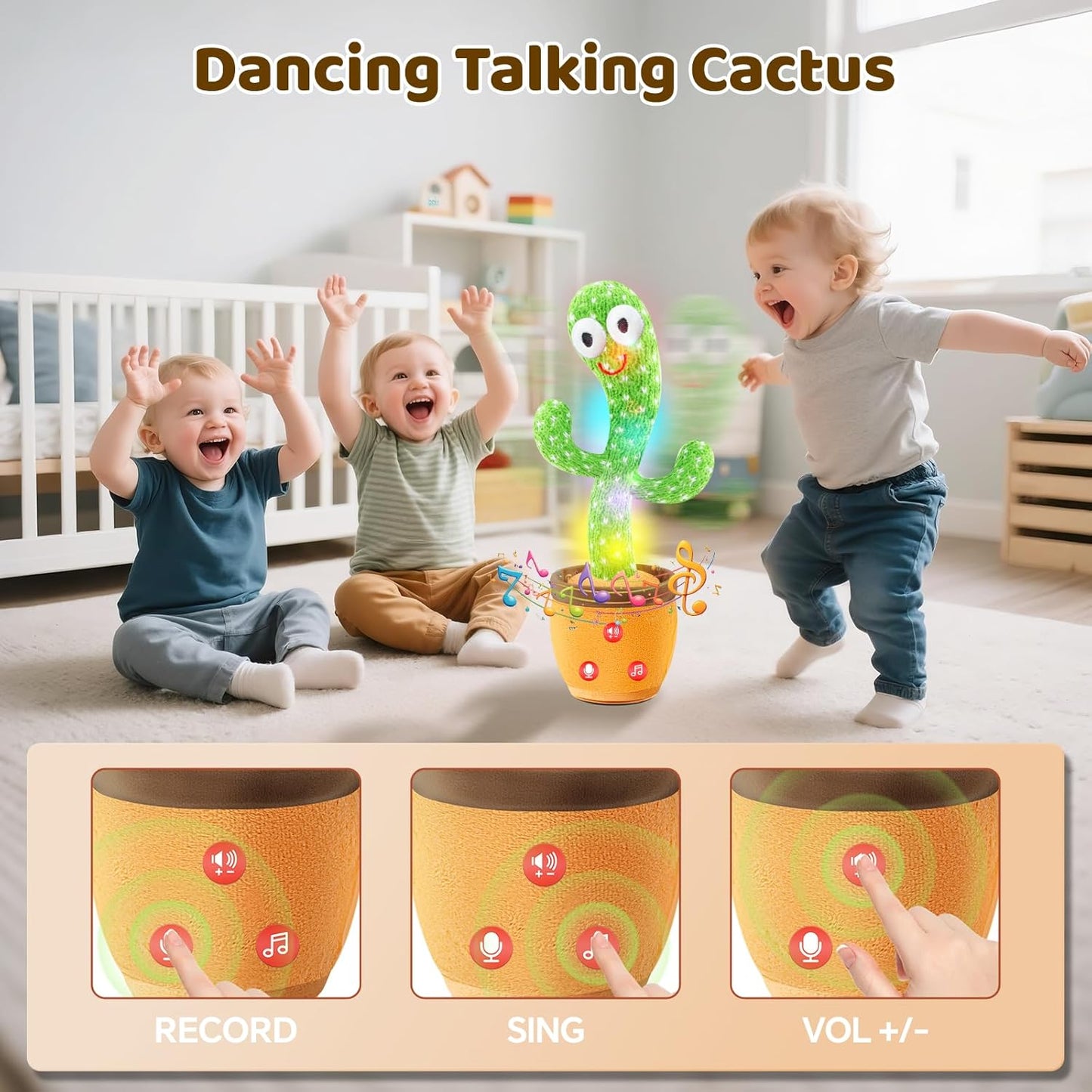 🌵Dancing and talking cactus toy with 120 English songs