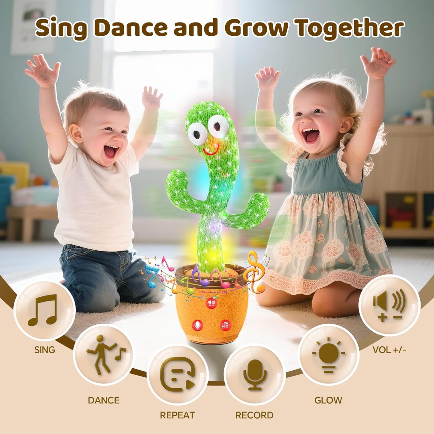 🌵Dancing and talking cactus toy with 120 English songs