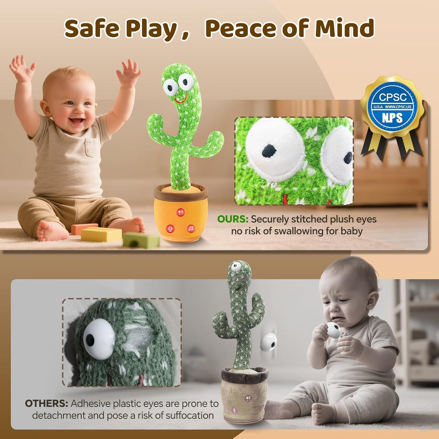🌵Dancing and talking cactus toy with 120 English songs