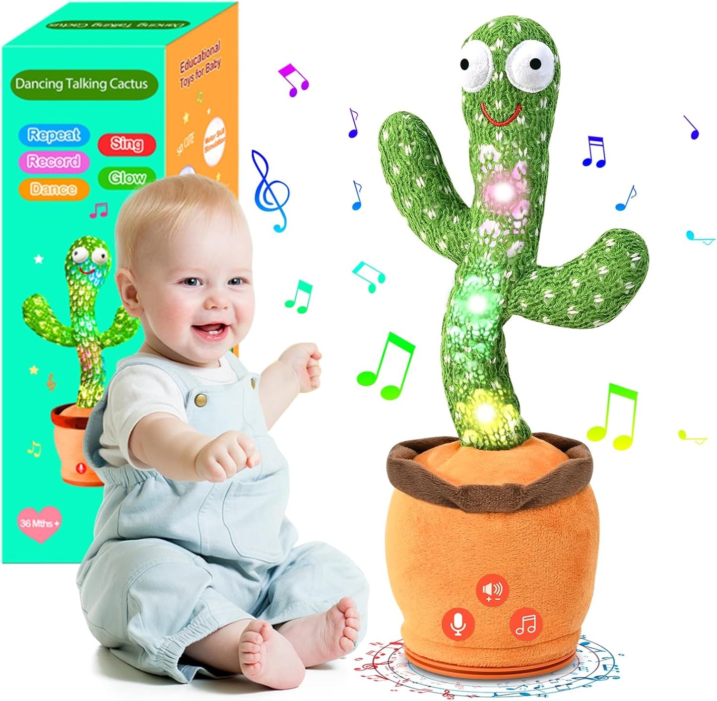 🌵Dancing and talking cactus toy with 120 English songs