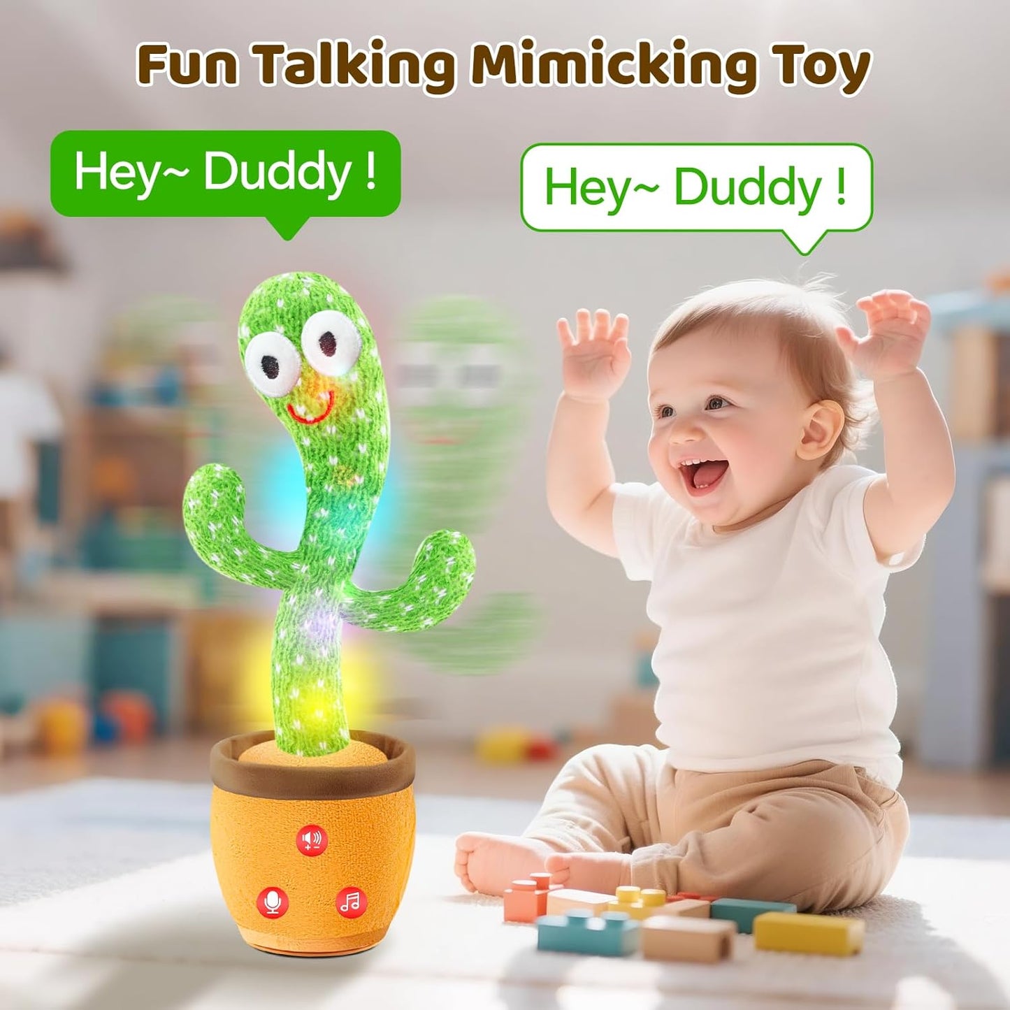 🌵Dancing and talking cactus toy with 120 English songs