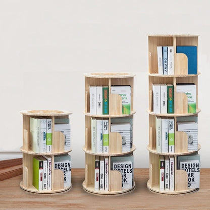 📚️Wooden rotating bookshelf 360 display floor-standing bookcase storage rack