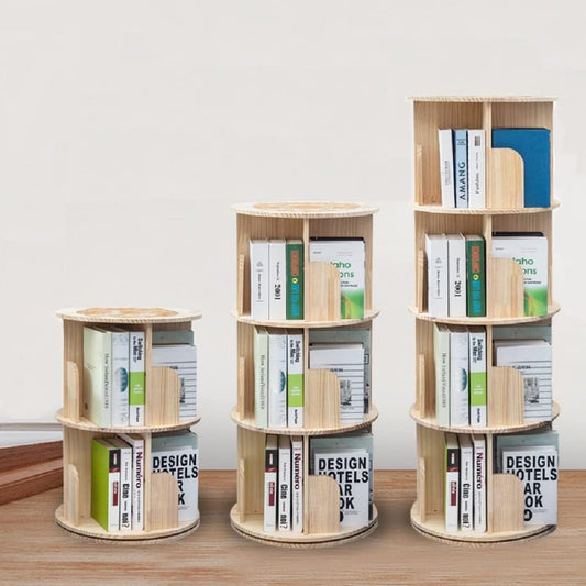📚️Wooden rotating bookshelf 360 display floor-standing bookcase storage rack