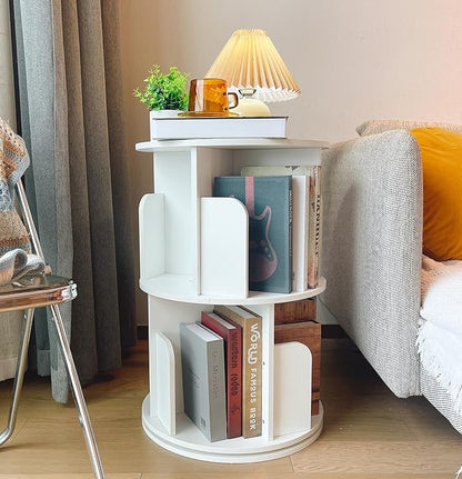 📚️Wooden rotating bookshelf 360 display floor-standing bookcase storage rack